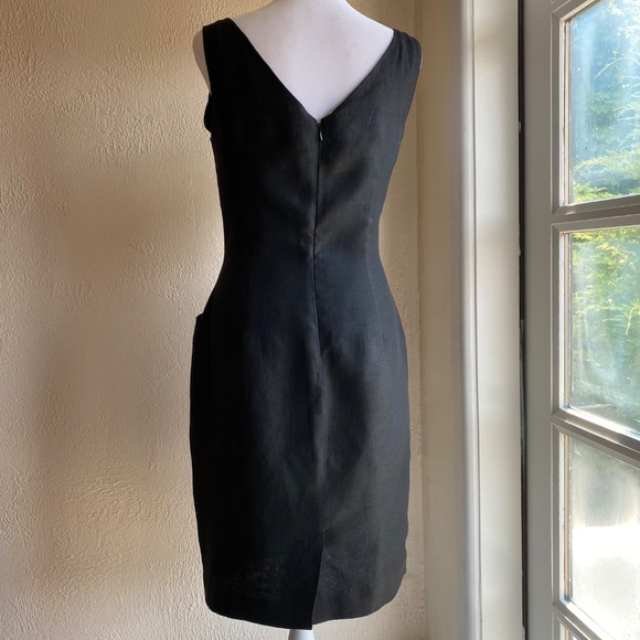 Vintage Donna Karan black label, black linen sheath dress Size 8 - Picture 6 of 15